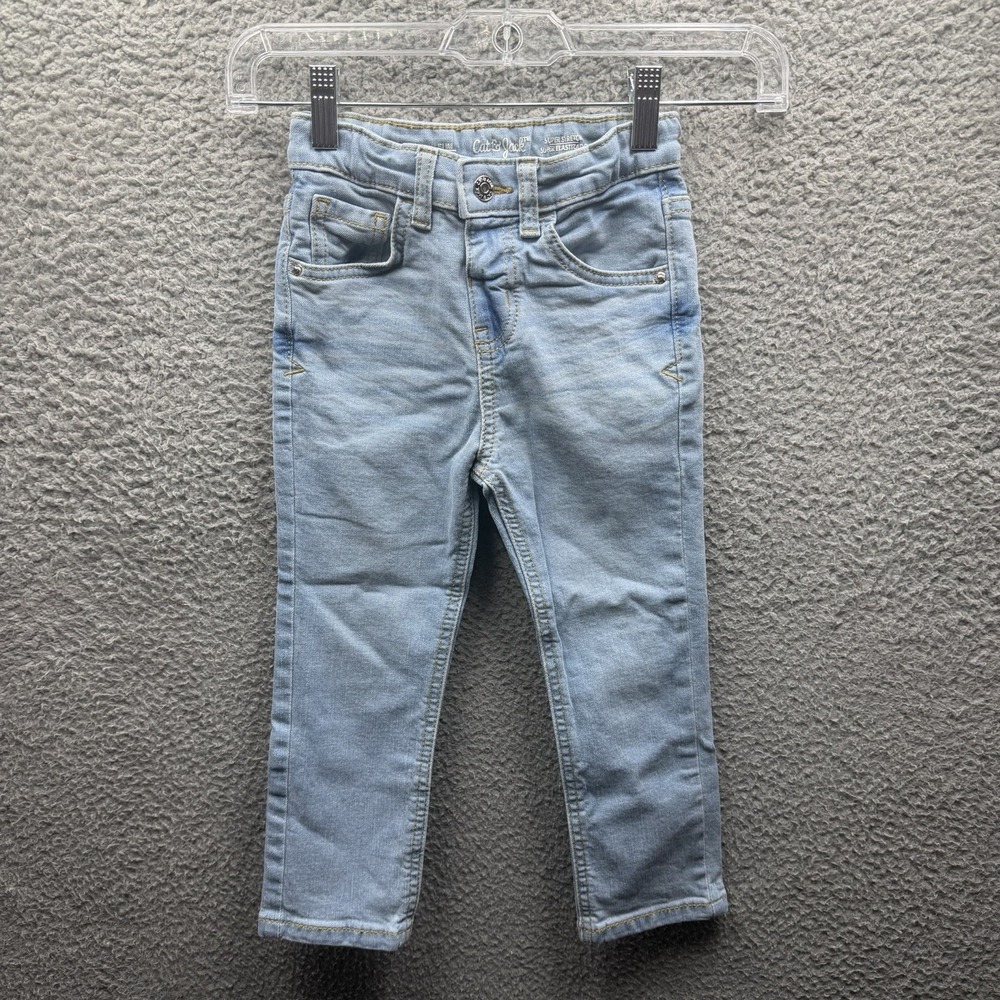 Cat & Jack Jeans Toddler Boy Size 3T Blue Denim Slim Super Stretch Straight leg